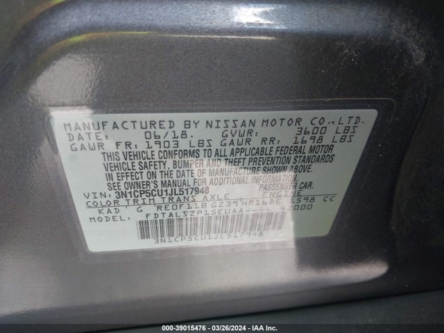 Nissan KICKS SV 2018 3N1CP5CU1JL517948 Image 9