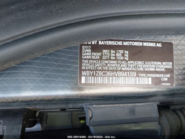 WBY1Z8C36HV894159 BMW I3 94 Ah W/range Extender