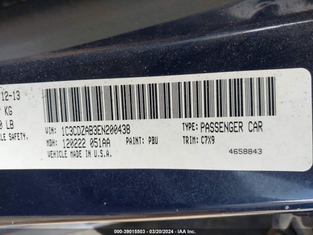 Dodge AVENGER SE 2014 1C3CDZAB3EN200438 Image 9