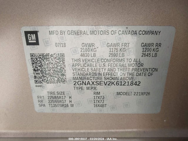 Chevrolet EQUINOX LS 2019 2GNAXSEV2K6121842 Image 9