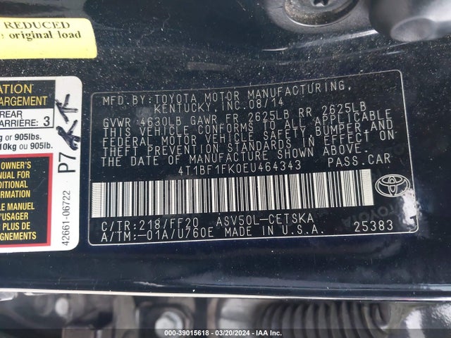 Toyota CAMRY SE 2014 4T1BF1FK0EU464343 Image 9