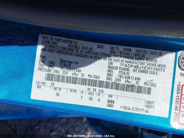 Ford FIESTA SE 2014 3FADP4BJ1EM139073 Image 9