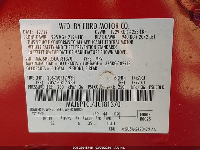 Ford Ecosport Ses 2018 MAJ6P1CL4JC181370 Image 9