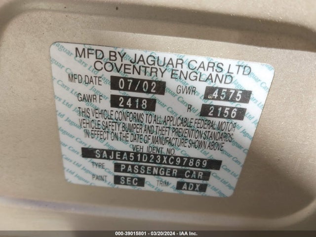 2003 JAGUAR X-TYPE SAJEA51D23XC97869 Photo 8