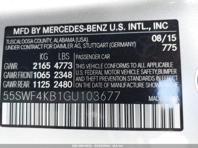 55SWF4KB1GU103677 Mercedes-Benz C 300 4matic/luxury 4matic/sport 4matic