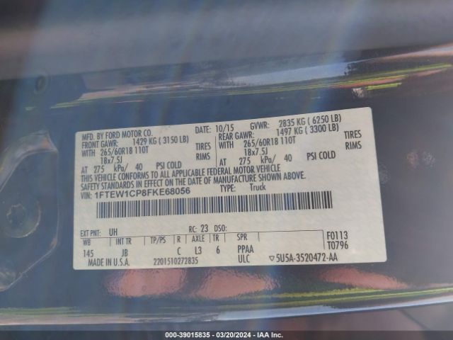 1FTEW1CP8FKE68056 Ford F-150 Xlt