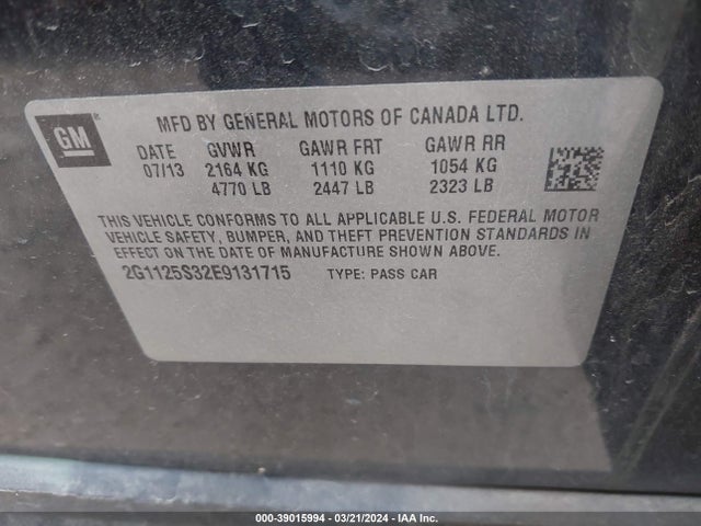 Chevrolet Impala 2lt 2014 2G1125S32E9131715 Image 9