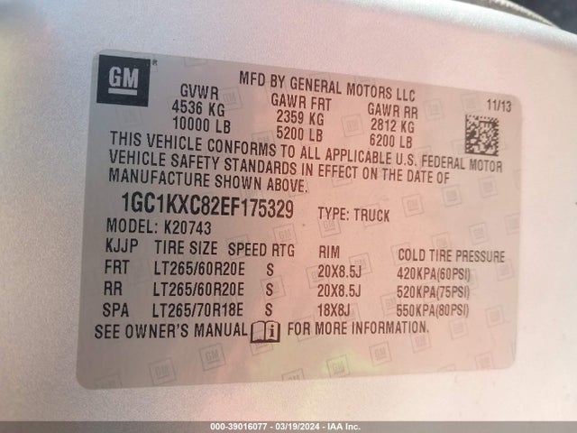Chevrolet Silverado 2500hd Lt 2014 1GC1KXC82EF175329 Image 9