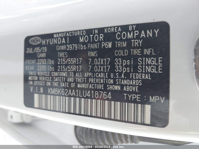Hyundai Kona Sel Plus 2020 KM8K62AA1LU418764 Image 9