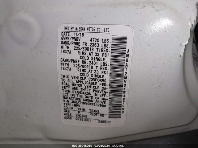 Nissan ROGUE SV 2019 JN8AT2MV0KW387988 Image 16