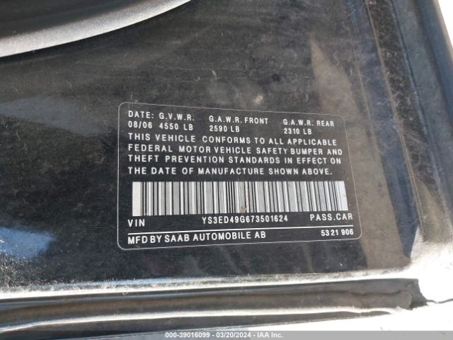 2007 SAAB 9-5 YS3ED49G673501624 Photo 8