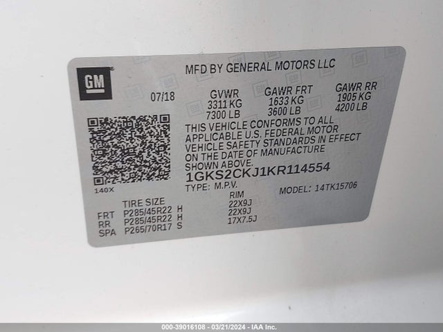 GMC YUKON DENALI 2019 1GKS2CKJ1KR114554 Image 9