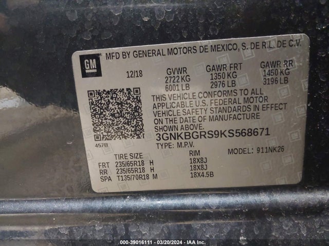 Chevrolet Blazer 2019 3GNKBGRS9KS568671 Image 9