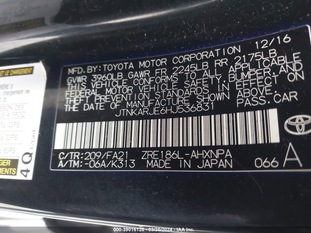 Toyota COROLLA IM 2017 JTNKARJE6HJ536831 Image 9