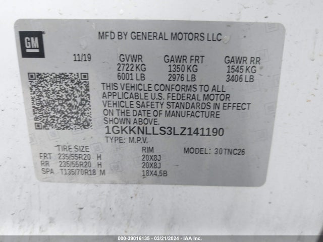 GMC Acadia Awd At4 2020 1GKKNLLS3LZ141190 Image 9