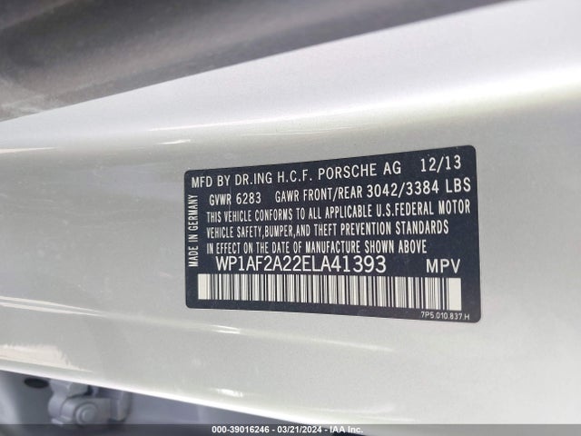 2014 PORSCHE CAYENNE WP1AF2A22ELA41393 Photo 8