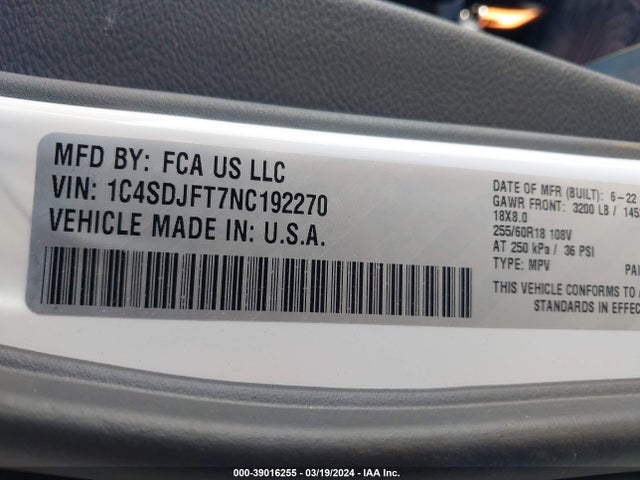 Dodge Durango Pursuit Awd 2022 1C4SDJFT7NC192270 Image 8