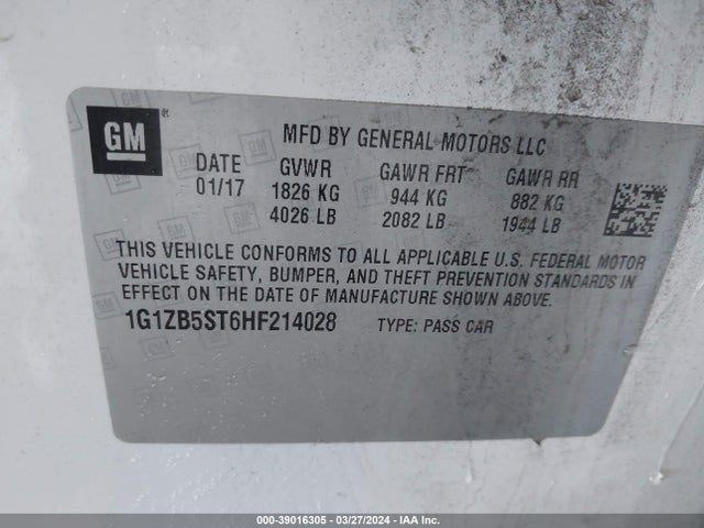 Chevrolet MALIBU LS 2017 1G1ZB5ST6HF214028 Image 9