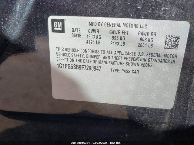 Chevrolet CRUZE LTZ 2015 1G1PG5SB9F7290947 Image 9