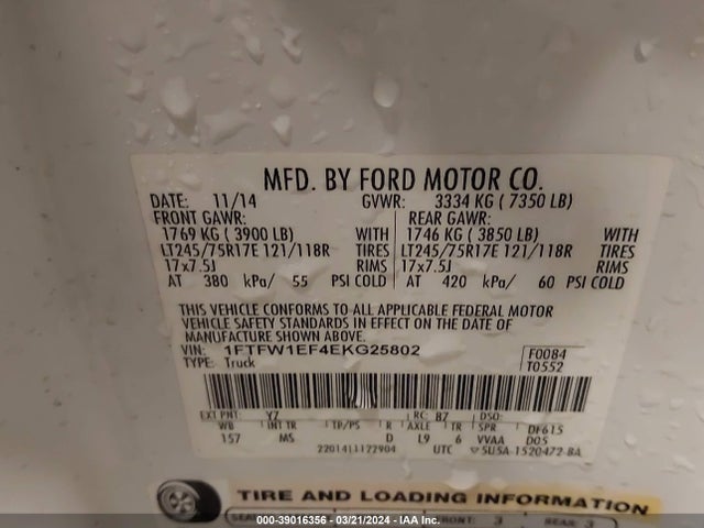 Ford F-150 Xlt 2014 1FTFW1EF4EKG25802 Image 9