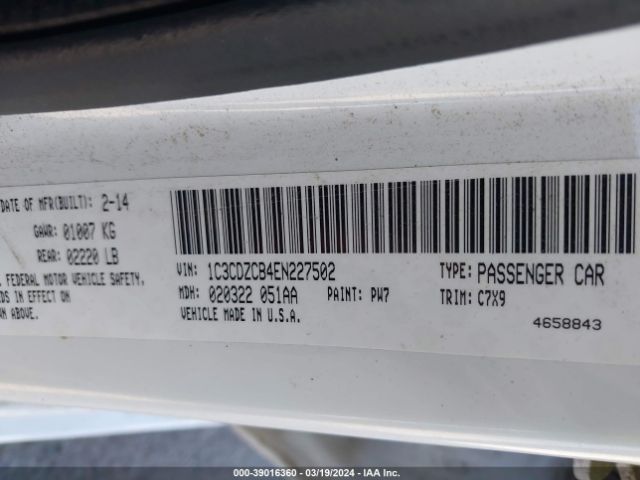 1C3CDZCB4EN227502 Dodge Avenger Sxt