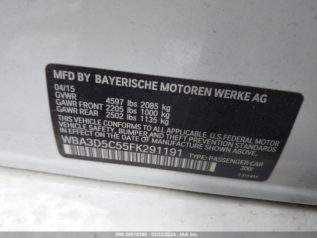 BMW 328d Xdrive 2015 WBA3D5C55FK291191 Image 9