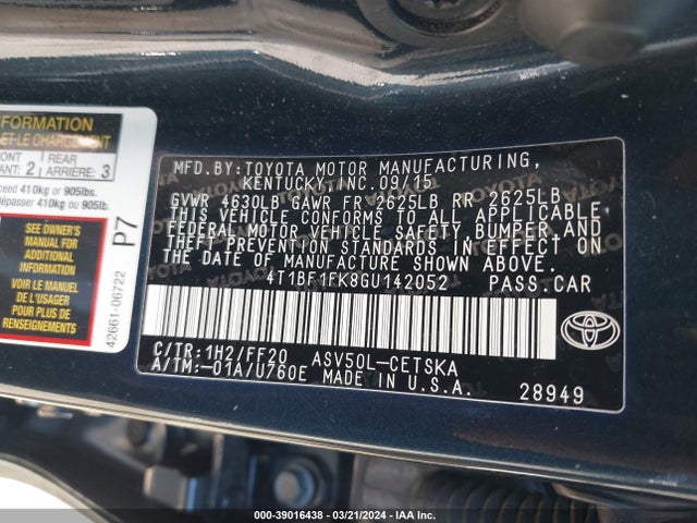 Toyota CAMRY SE 2016 4T1BF1FK8GU142052 Image 9
