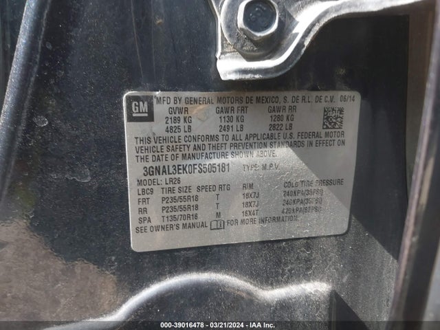 Chevrolet Captiva Sport Lt 2015 3GNAL3EK0FS505181 Image 9