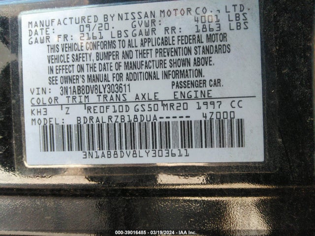 Nissan Sentra Sr Xtronic Cvt 2020 3N1AB8DV8LY303611 Image 9