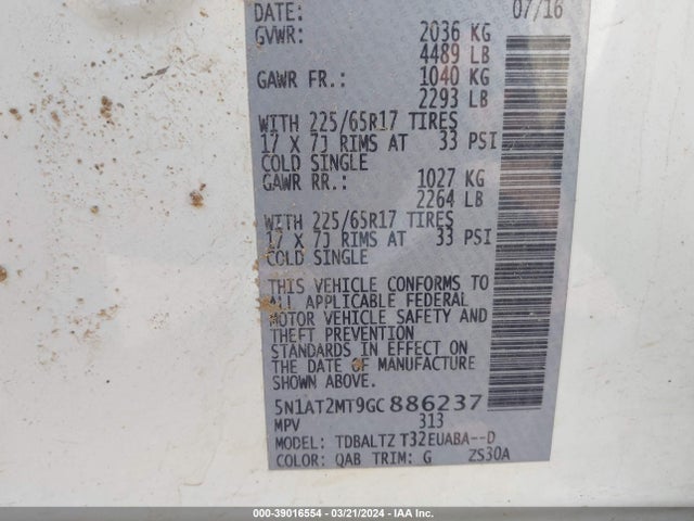 Nissan ROGUE SV 2016 5N1AT2MT9GC886237 Image 9