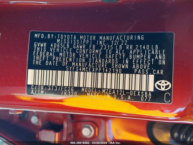 Toyota COROLLA SE 2023 5YFS4MCEXPP142190 Image 9