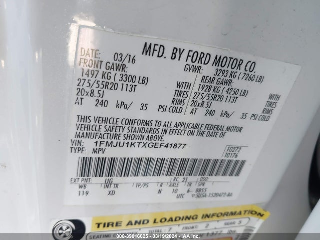 Ford Expedition Limited 2016 1FMJU1KTXGEF41877 Image 9