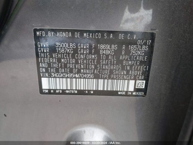 3HGGK5H95HM704956 Honda Fit Ex-l