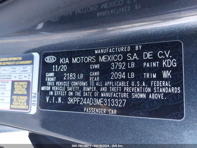 KIA Forte Lxs 2021 3KPF24AD3ME313327 Image 9