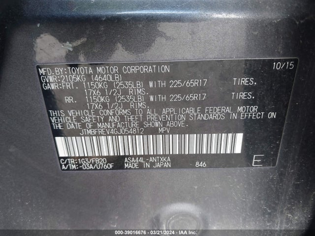 Toyota RAV4 LE 2016 JTMBFREV4GJ054812 Image 9