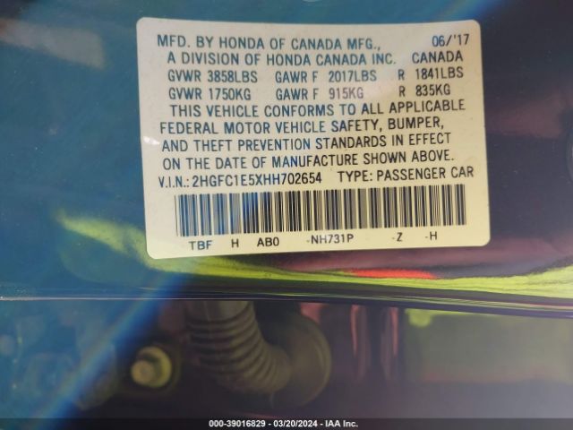 2HGFC1E5XHH702654 Honda CIVIC SI
