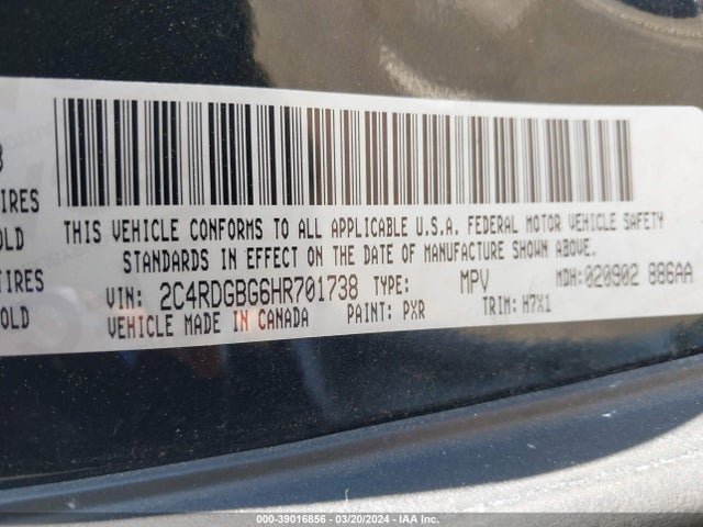Dodge Grand Caravan Se 2017 2C4RDGBG6HR701738 Image 9