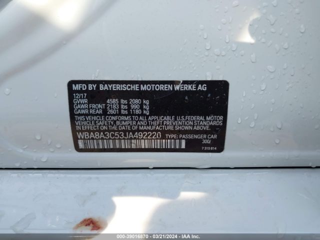 WBA8A3C53JA492220 BMW 320i Xdrive