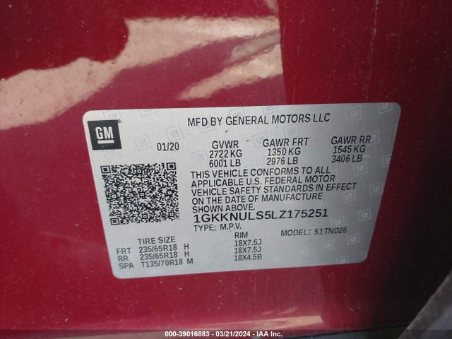 GMC Acadia Awd Slt 2020 1GKKNULS5LZ175251 Image 9