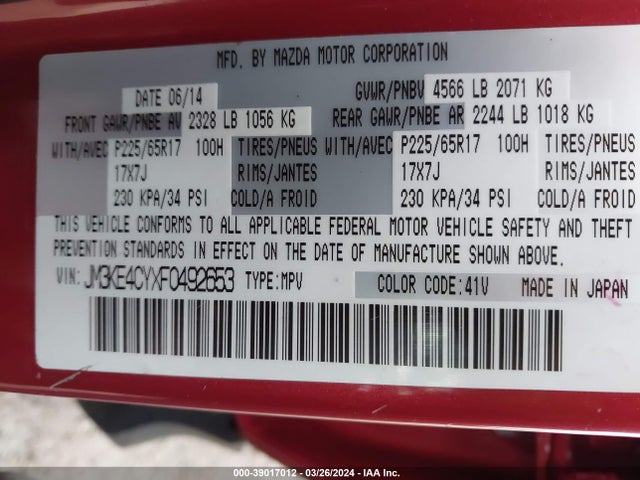 Mazda Cx-5 Touring 2015 JM3KE4CYXF0492653 Image 9