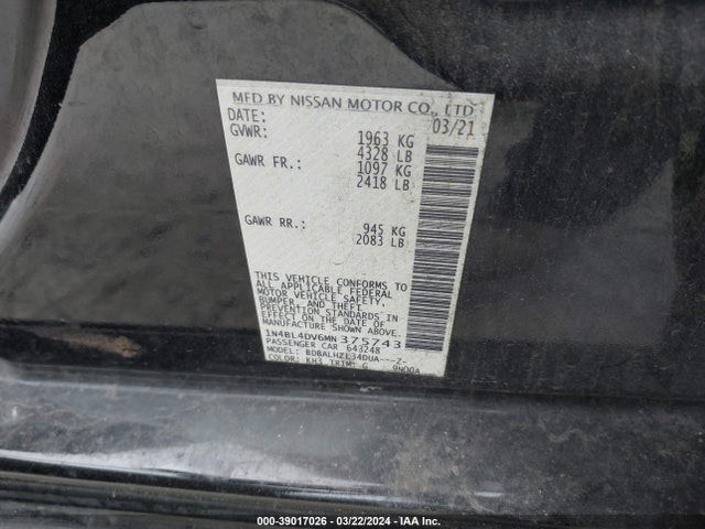 Nissan ALTIMA SV 2021 1N4BL4DV6MN375743 Image 9