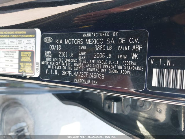 KIA FORTE LX 2018 3KPFL4A72JE249039 Image 9