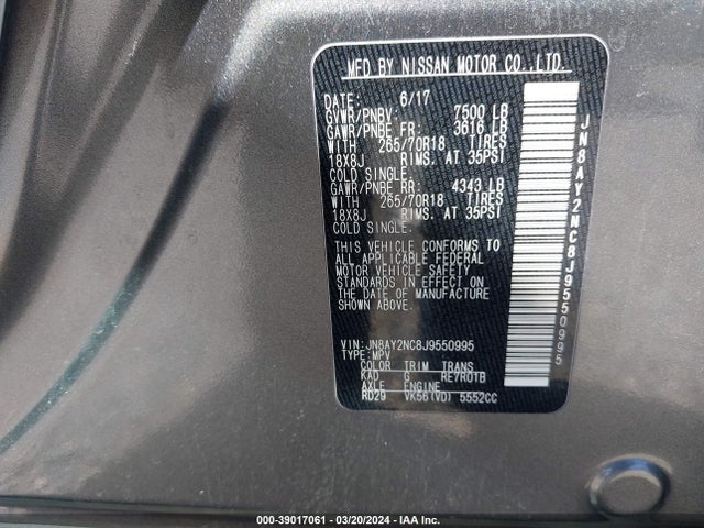 Nissan ARMADA SV 2018 JN8AY2NC8J9550995 Image 9
