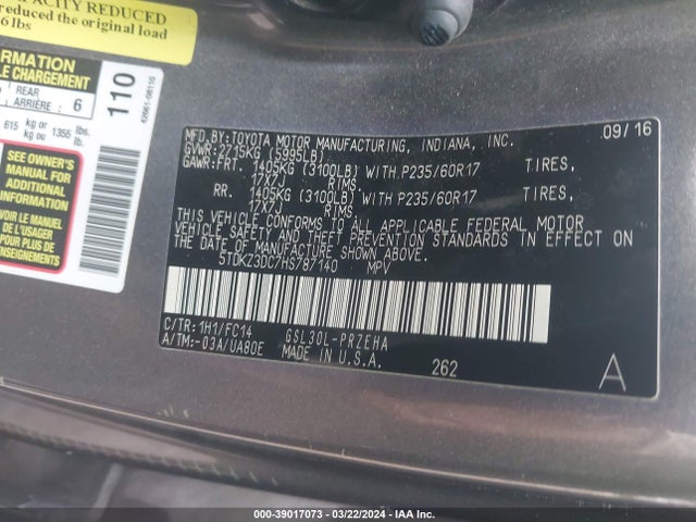 Toyota Sienna Le 8 Passenger 2017 5TDKZ3DC7HS787140 Image 9