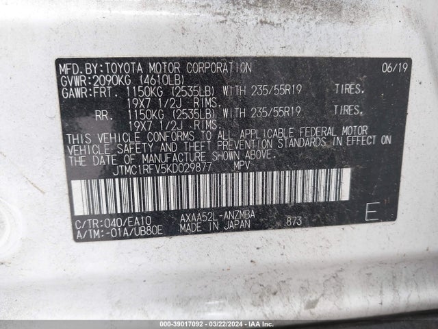 Toyota Rav4 Xle Premium 2019 JTMC1RFV5KD029877 Image 9