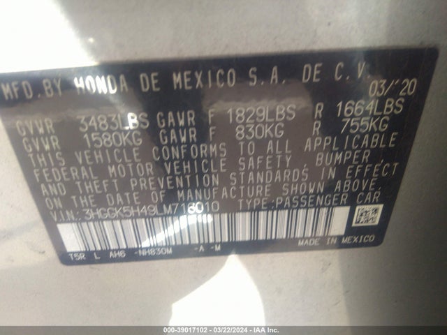 Honda FIT LX 2020 3HGGK5H49LM716010 Image 9