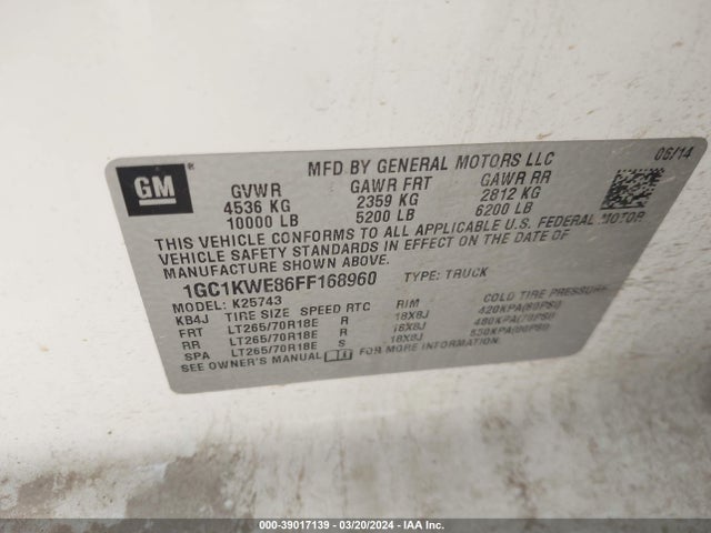 Chevrolet Silverado 2500hd Ltz 2015 1GC1KWE86FF168960 Image 9