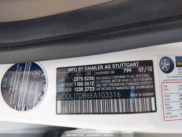 WDDLJ7DB6EA103316 Mercedes-Benz CLS 550
