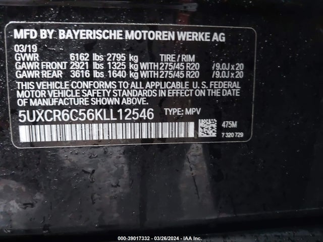 BMW X5 Xdrive40i 2019 5UXCR6C56KLL12546 Image 9