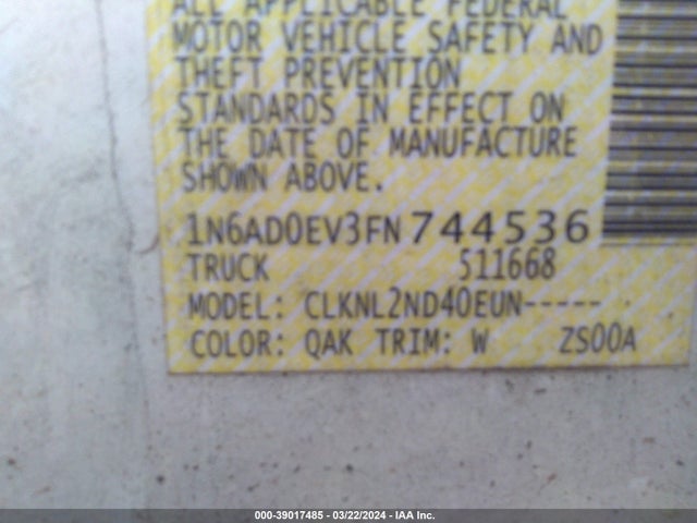 Nissan Frontier Pro-4x/s/sl/sv 2015 1N6AD0EV3FN744536 Image 9